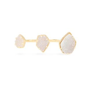 Naomi Gold Double Ring In Iridescent Drusy
